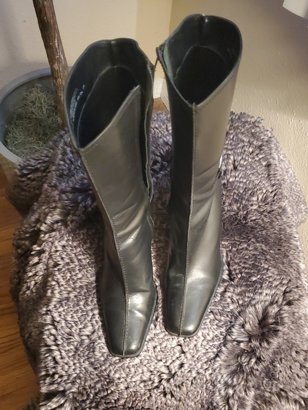 Classic Black Leather Mid-Calf Women's Boots